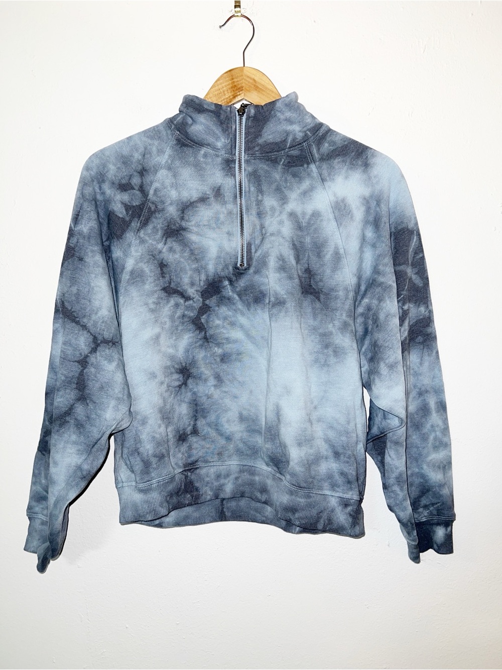 Lucky Brand Blue Tie-Dye Quarter-Zip Sweatshirt